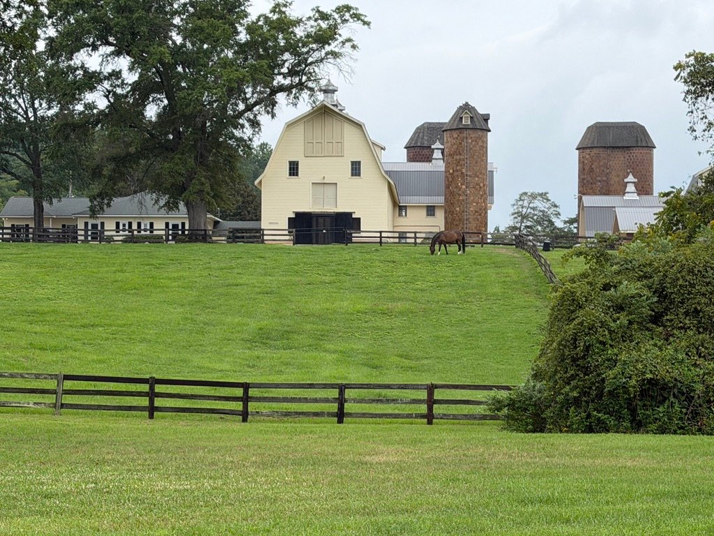 Country property with a barn, silos and horse near Bahama and Rougemont, North Carolina