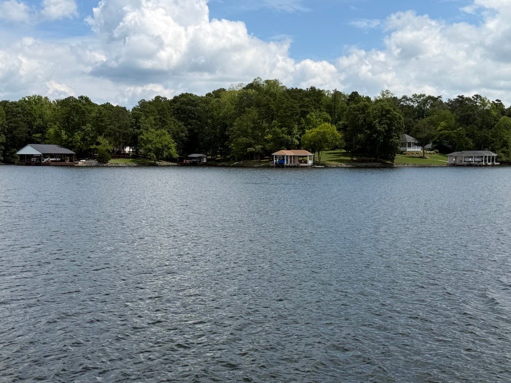 Waterfront home and shoreline at Hyco Lake